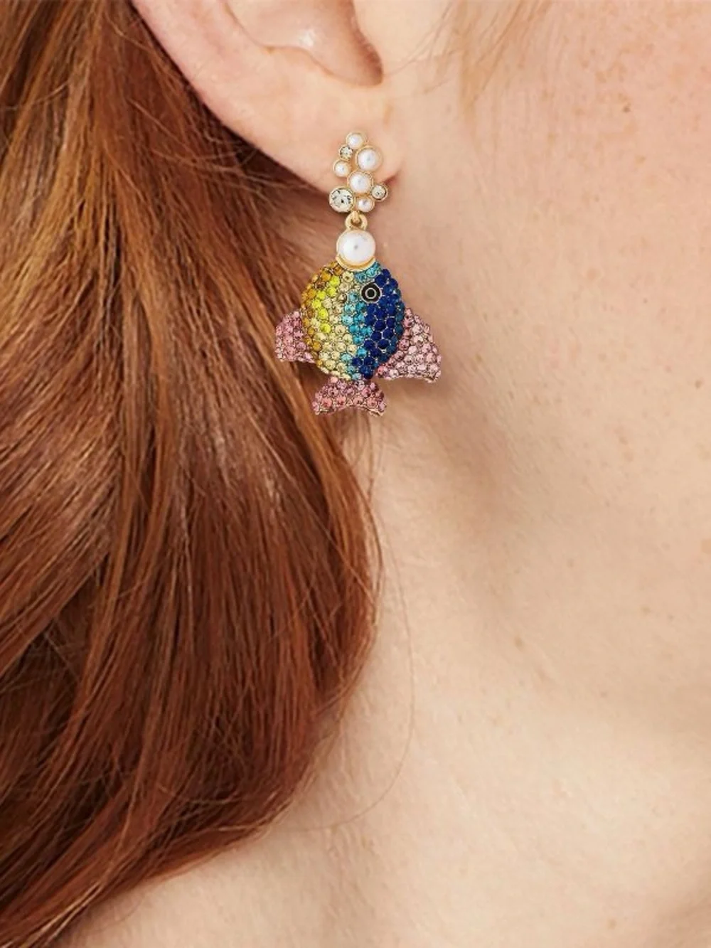 New SUGARFIX by BaubleBar Catch of the Day Crystal Fish Drop Earrings